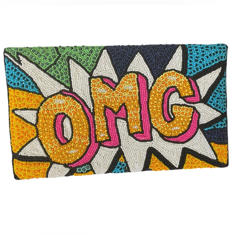 RICKI DESIGN Multicolored Beaded OMG Crossbody / Shoulder Bag with Metal Strap - Picture 5 of 15